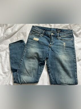 Club Monaco Womens Blue Distressed Skinny Jeans